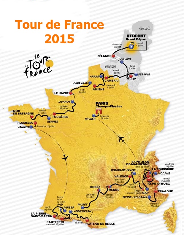 mapa trasy Tour de France 2015